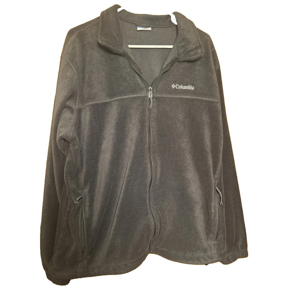 Columbia Mens Fleece Jacket XXL Black Full Zip Zip Pockets Outdoor 2XL